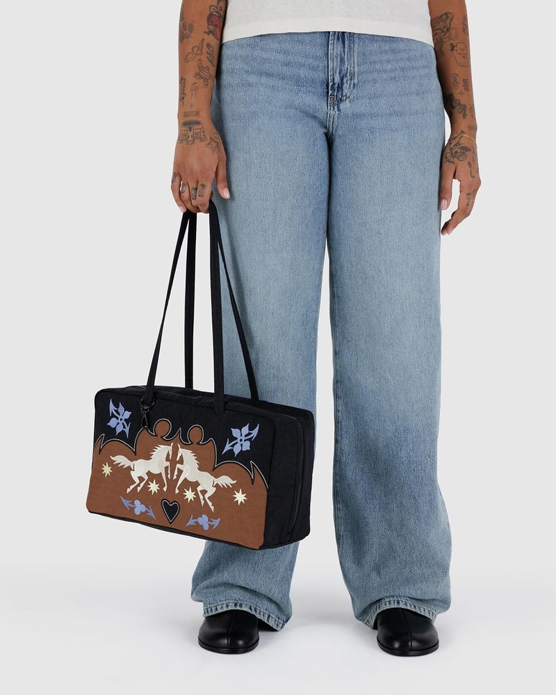 BAGGU Medium Nylon Bowler Bag - Western Appliqué - Image 3